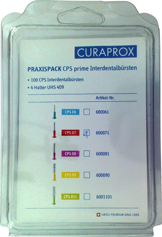 CURAPROX CPS prime handy Praxisbox 100 Stück 07 rot, Ø 2,5 mm, 4 Halter UHS 409