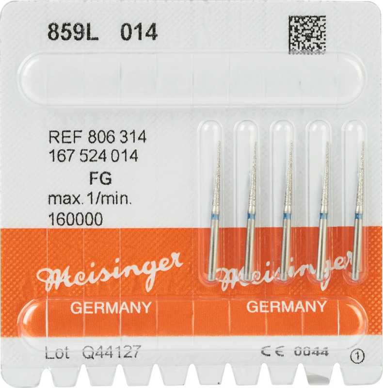 Diamanten 859 Packung 5 Stück blau mittel, FG, Figur 167 lang, kon. spitz, 12 mm, ISO 014