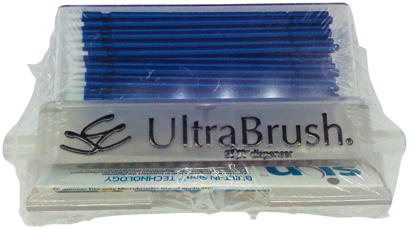 Ultrabrush® Bürstenapplikator – Spender Kit 100 Stück fein blau, 1 Dispenser