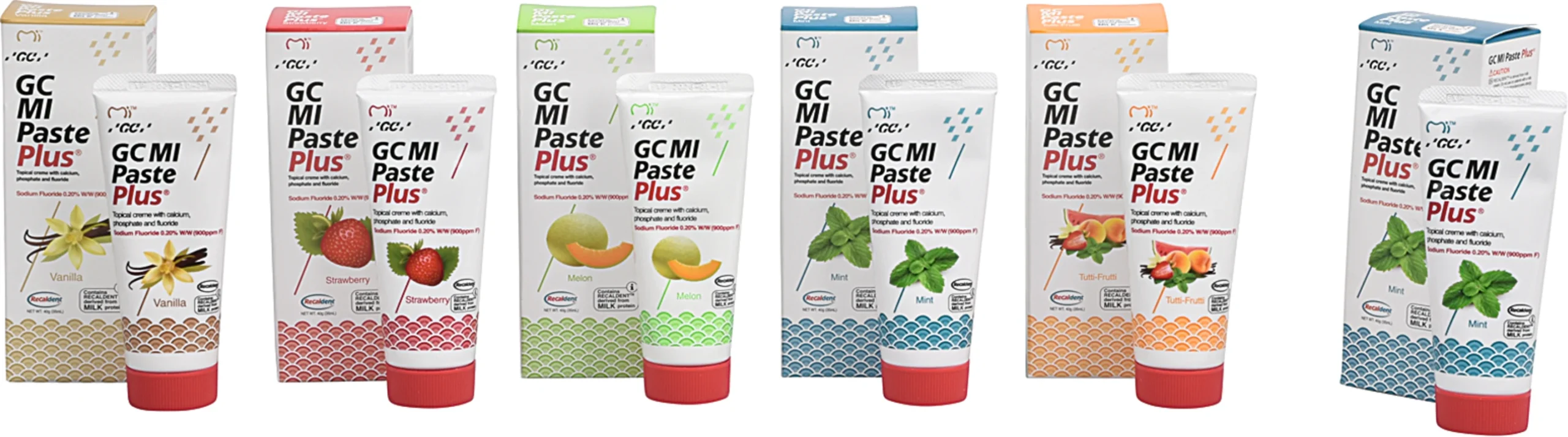 GC MI Paste Plus® Promopack 5+1 6 x 40 ml Paste (Melone, Erdbeer, Tutti Frutti, Vanille, Minze