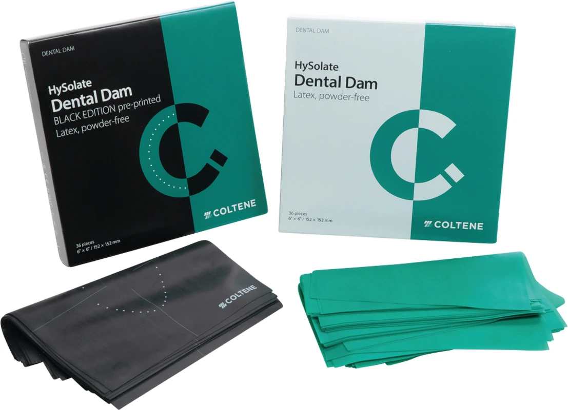 HySolate Dental Dam Packung 36 Stück dunkel, 152 x 152 mm, x-stark, bedruckt