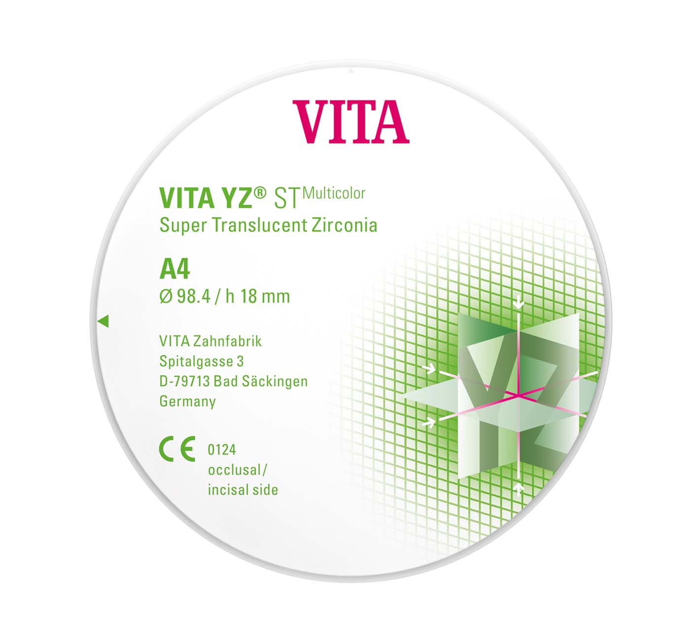 VITA YZ® ST Multicolor – Stück Ø 98,4 mm, H18 mm, A4