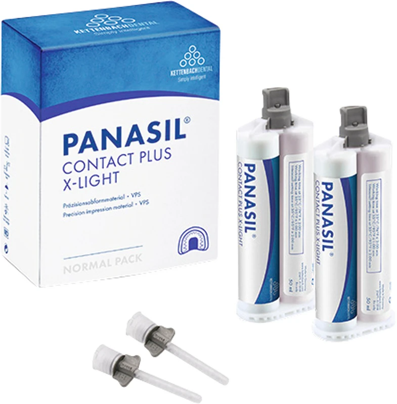 Panasil® contact plus X-Light Normalpackung 2 x 50 ml Doppelkartusche, 8 Mischkanülen