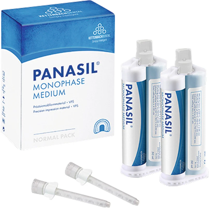 Panasil® monophase Medium Packung 2 x 50 ml Doppelkartusche,  6 Mischkanülen wei