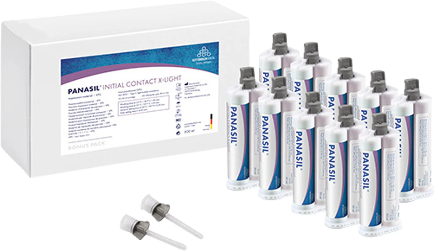 Panasil® initial contact X-Light Packung 10 x 50 ml Doppelkartusche, 40 Mischkanülen grau