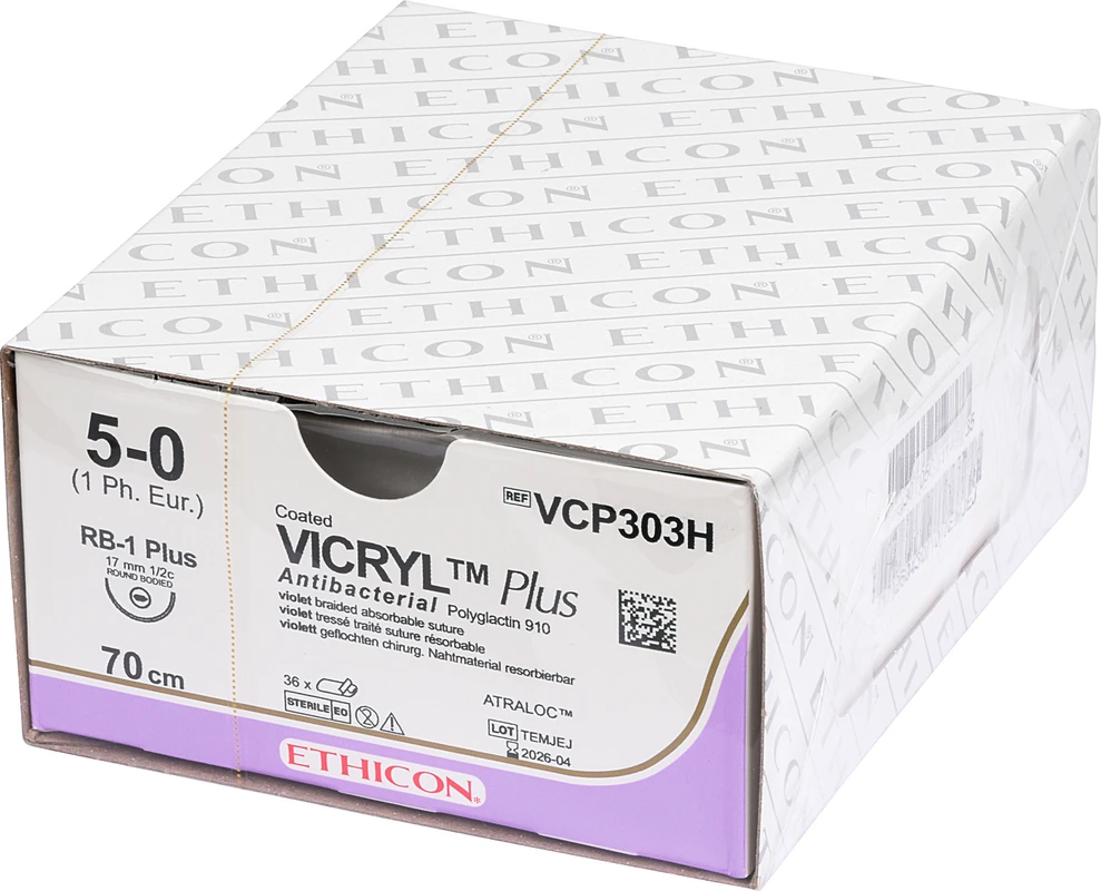 VICRYL™ Plus Packung 36 Stück violett, 70 cm, RB1 PLUS, USP 5-0, Stärke 1