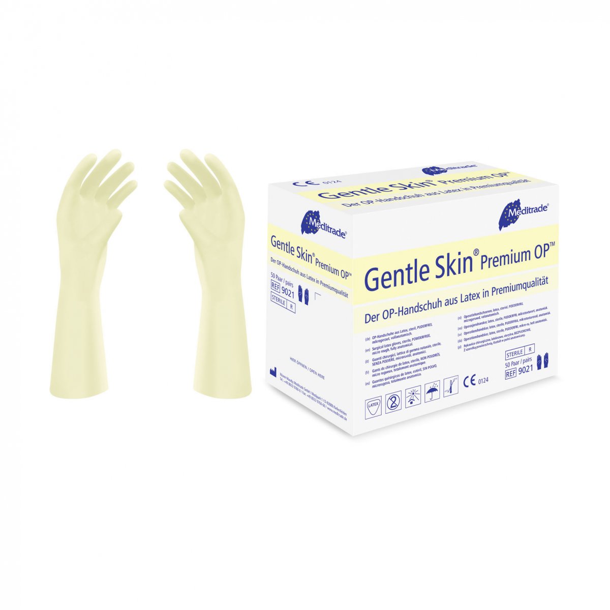 Gentle Skin Premium OP Latexhandschuhe, Größe 6,5, puderfrei, steril, 4 Packungen à 50 Paar