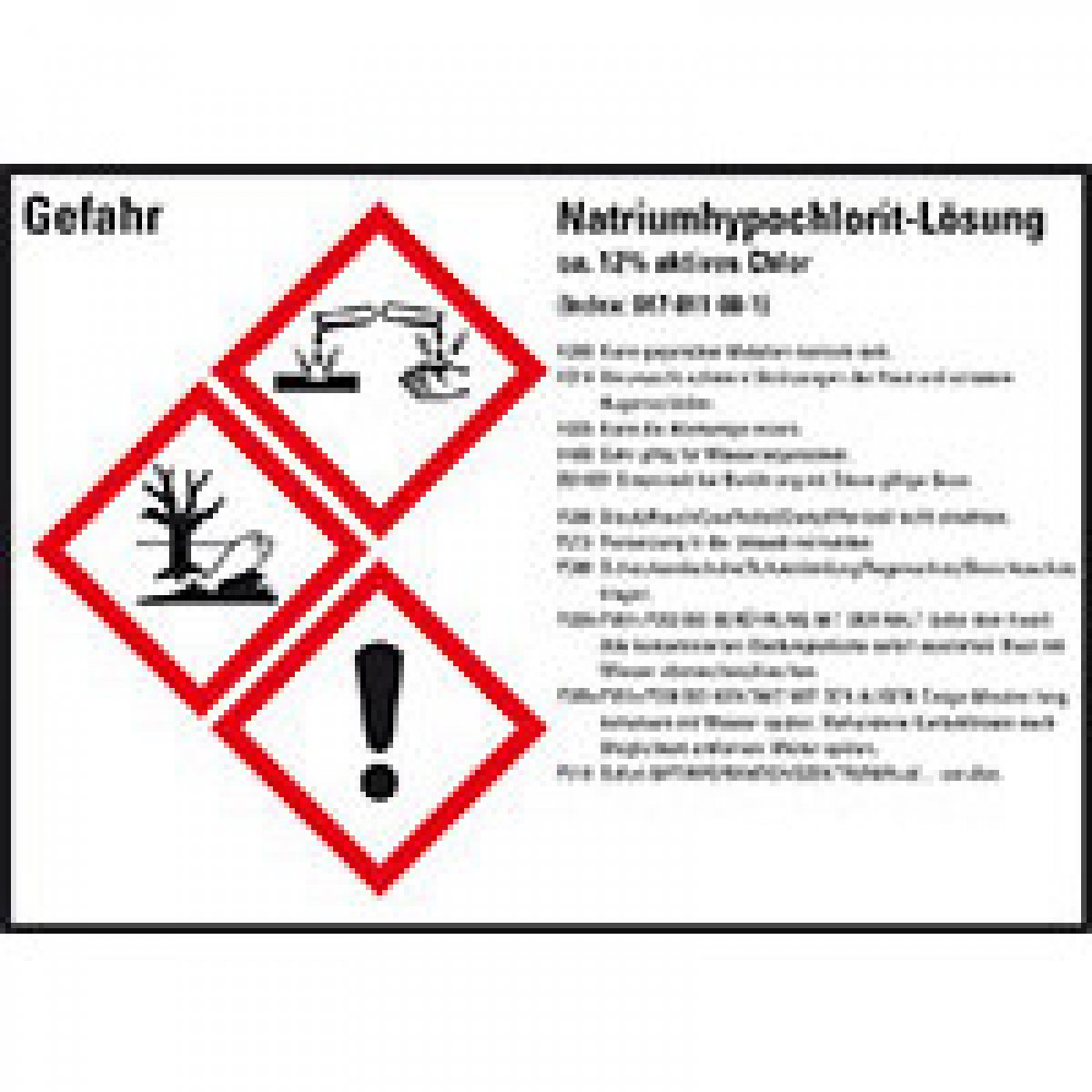 GHS-Etik.Natriumhypochlorit ca.12% akt.Chlor, GefStoffV/GHS/CLP, 148x105mm, 4/Bogen, 4 Stück