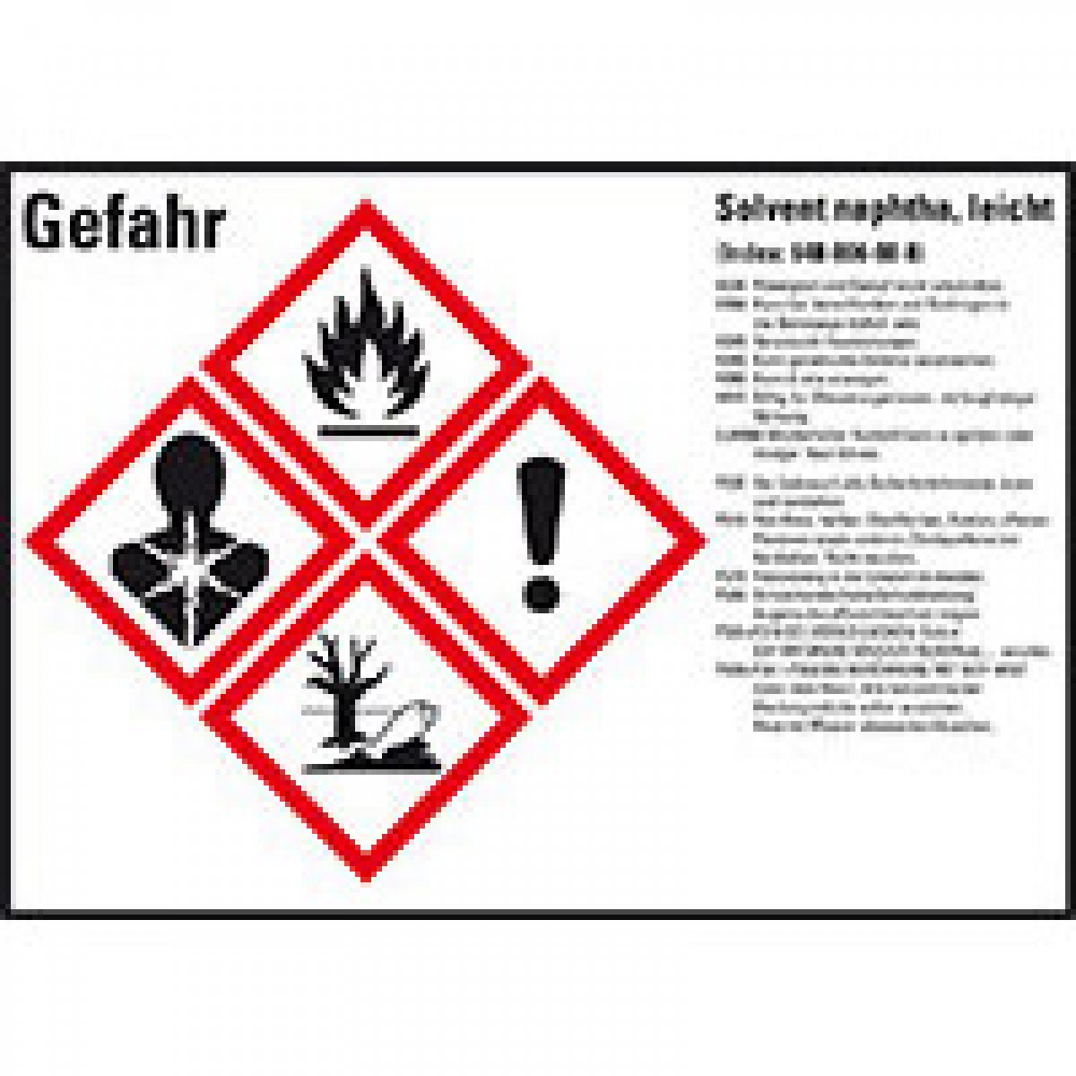 GHS-Etikett Solvent naphtha, leicht, GefStoffV/GHS/CLP, Folie, 148x105mm, 4/Bogen, 4 Stück