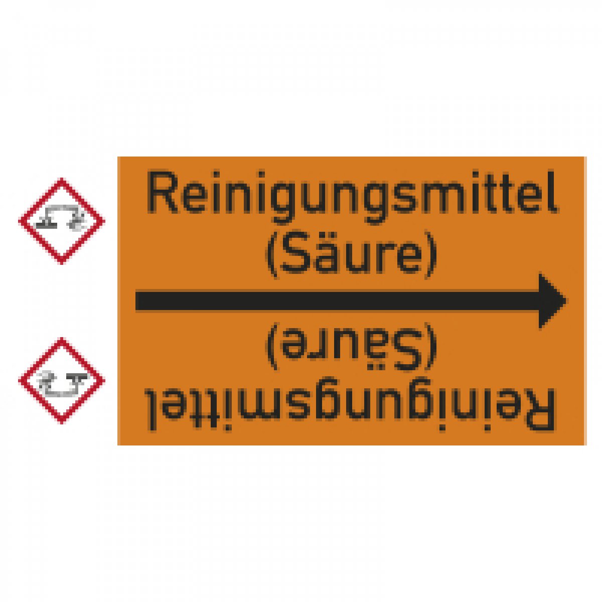 Rohrleitungsband Reinigungsm. (Säure),DIN 2403,ab Ø 15mm,orange/schwarz,33m/RO, 33 m