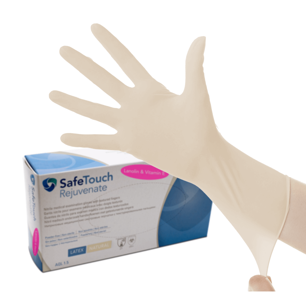 SafeTouch Connect Rejuvenate Latex-Handschuhe, natural (beige), Größe L, 100 Stück