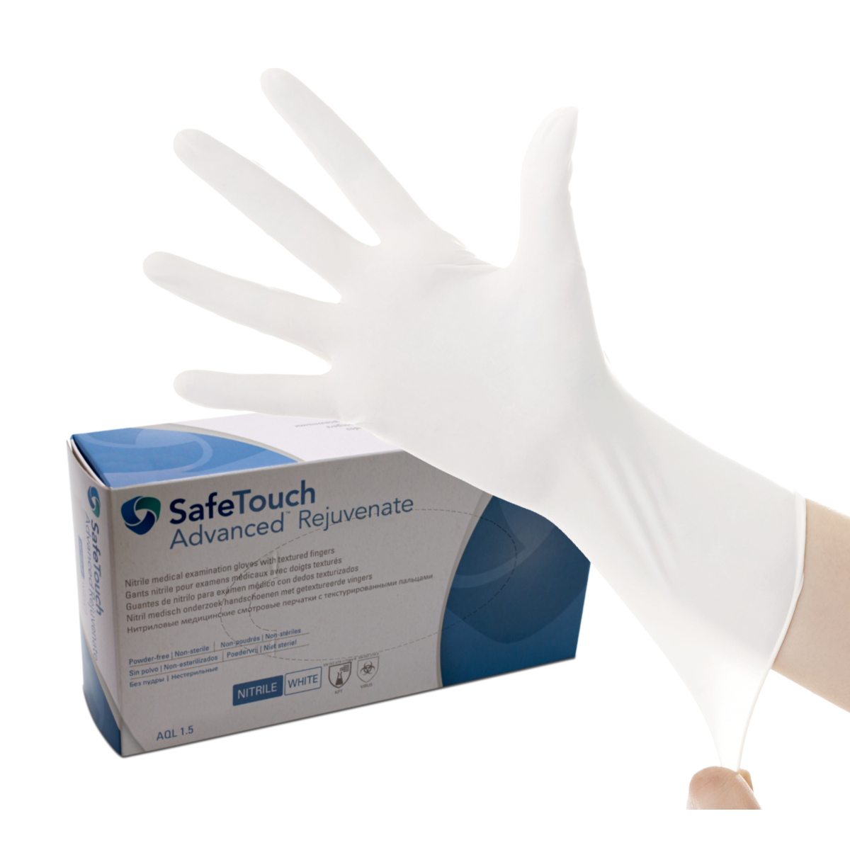 SafeTouch Advanced Rejuvenate Nitril-Handschuhe, weiß, Größe L, 100 Stück