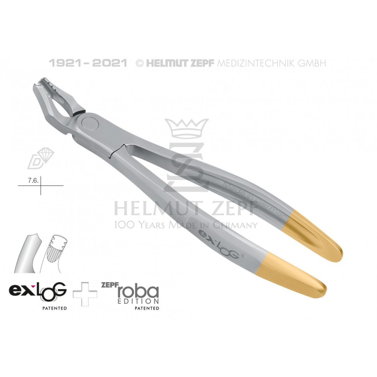 Exlog Zahnzange Fig. 17 obere rechte Weisheitszähne und Molaren Spezialmaul, tiefgreifend, >> diamantiert