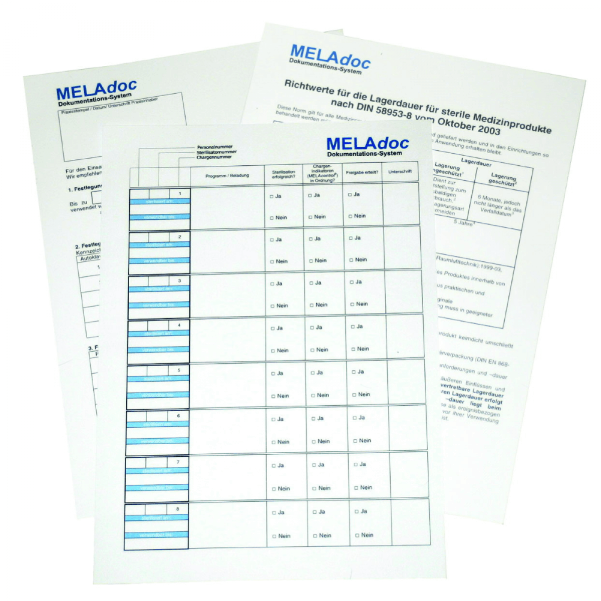 MELAdoc Dokumentatblätter, 10 Blöcke (je 100 Blatt)