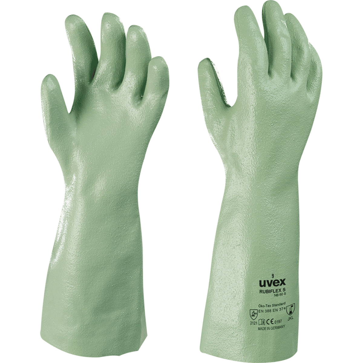 uvex Chemikalienschutz-Handschuh Rubiflex NB 60 S, Kategorie III, grün, Größe 11, 1 Paar