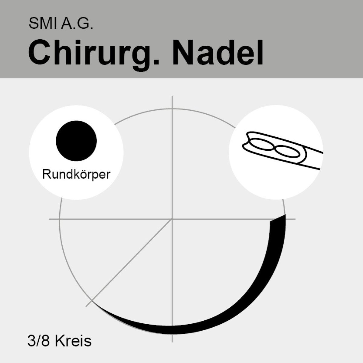 Chir. Nadel Rundkörper Nadel 3/8 Kreis 32 mm N°11, Federöhr, 12 Stück