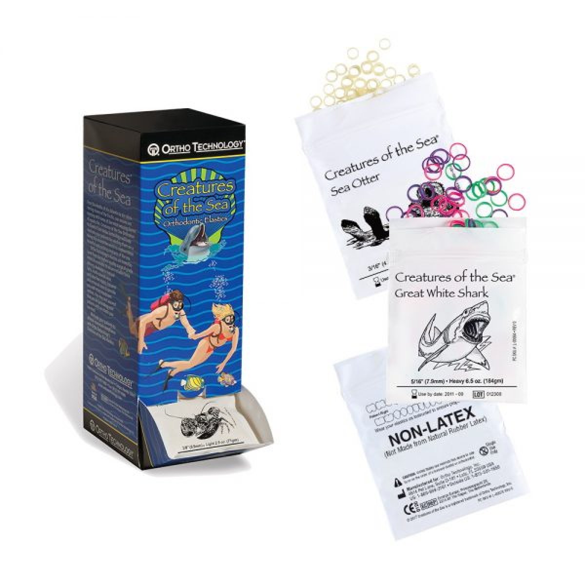 Orthodontic Elastics Medium 128 g, Delfin / Natur Latex, Packung 50 x 100 Stück