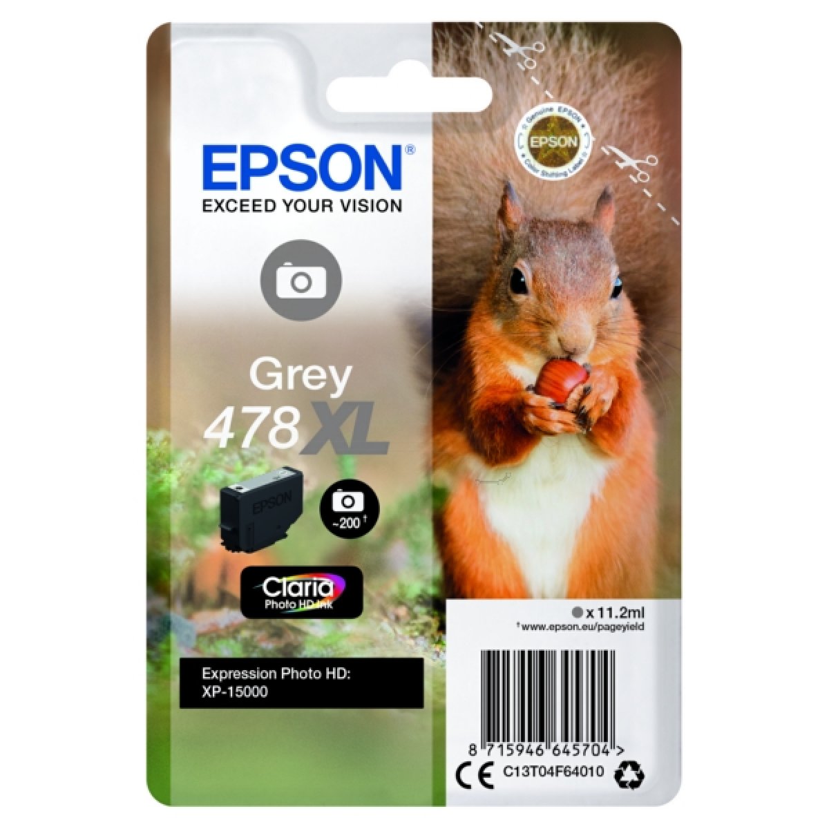 Original Epson C13T04F64010 / 478XL Tintenpatrone grau