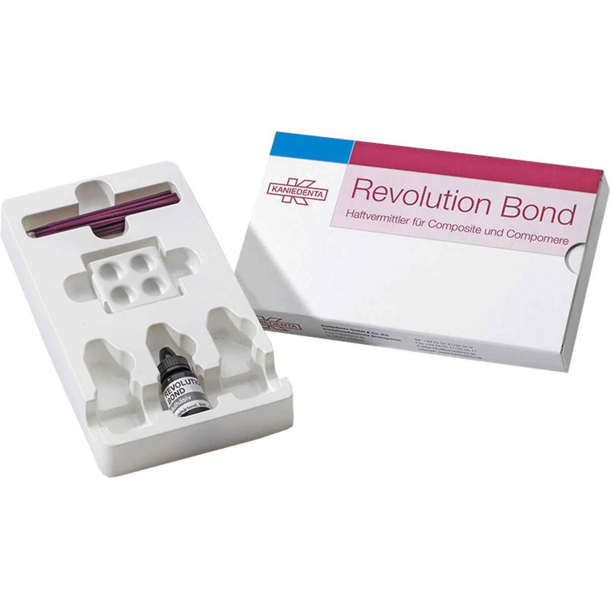 Revolution Bond, lichthärtend, 5 ml gebrauchsfertiger Haftvermittler, inkl. 25 Mikropinsel und Dosierschale