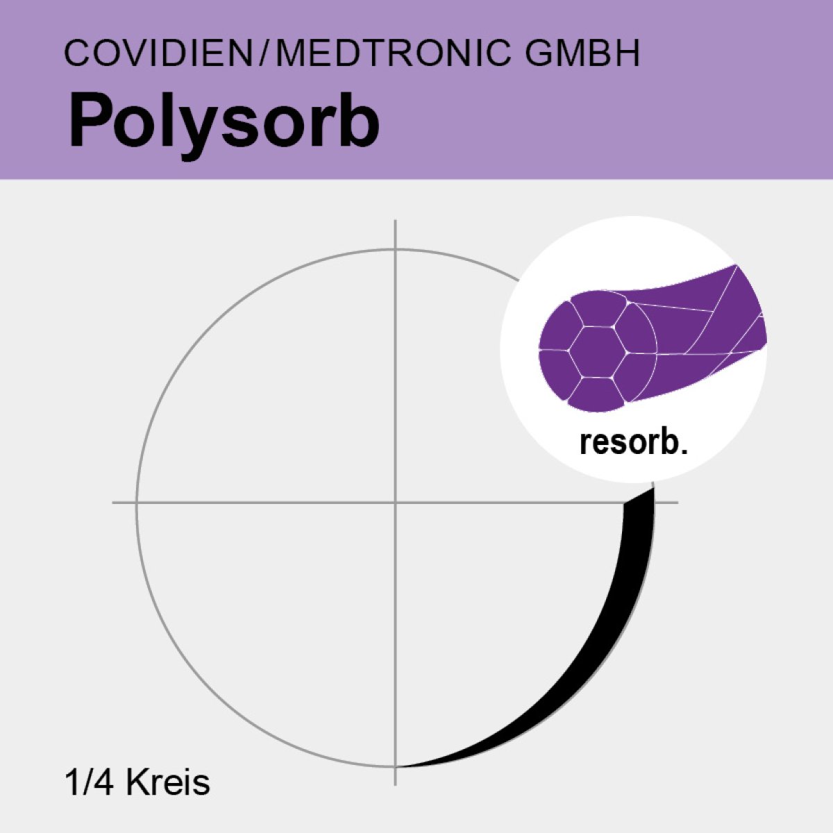 POLYSORB, gefl., violett, 45 cm, USP 6/0, 2x SE-100-8, Stück 12