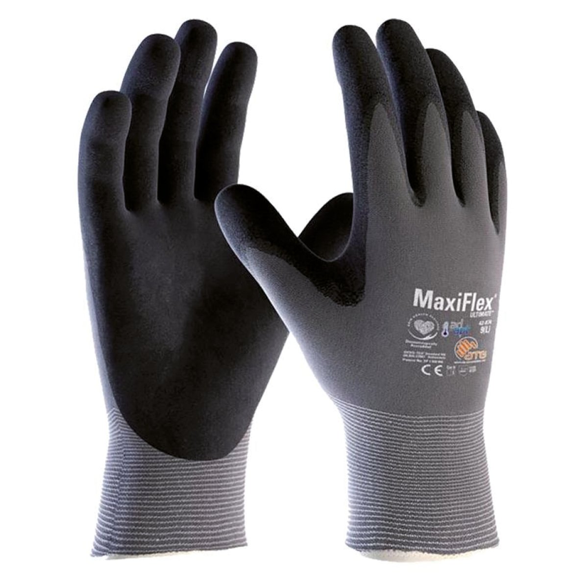 ATG Handschuh MaxiFlex Ultimate 42-874, Kategorie II, schwarz, 250mm, Größe 12, 1 Paar