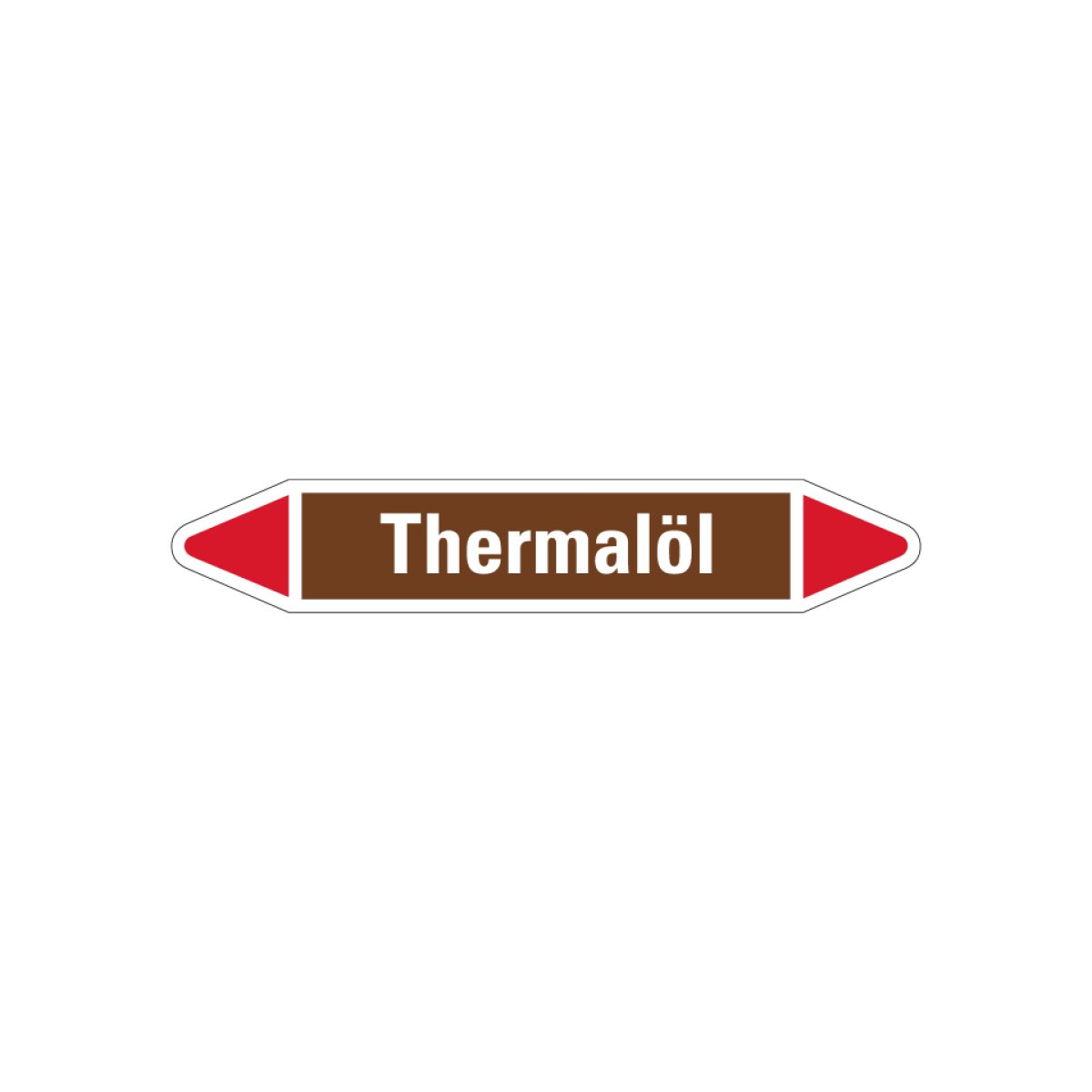 Rohrleitungskennzeichen Etikett Thermalöl, braun/weiß/rot, für Ø 15-25mm, 96x17mm, 8/Bogen, 8 Stück