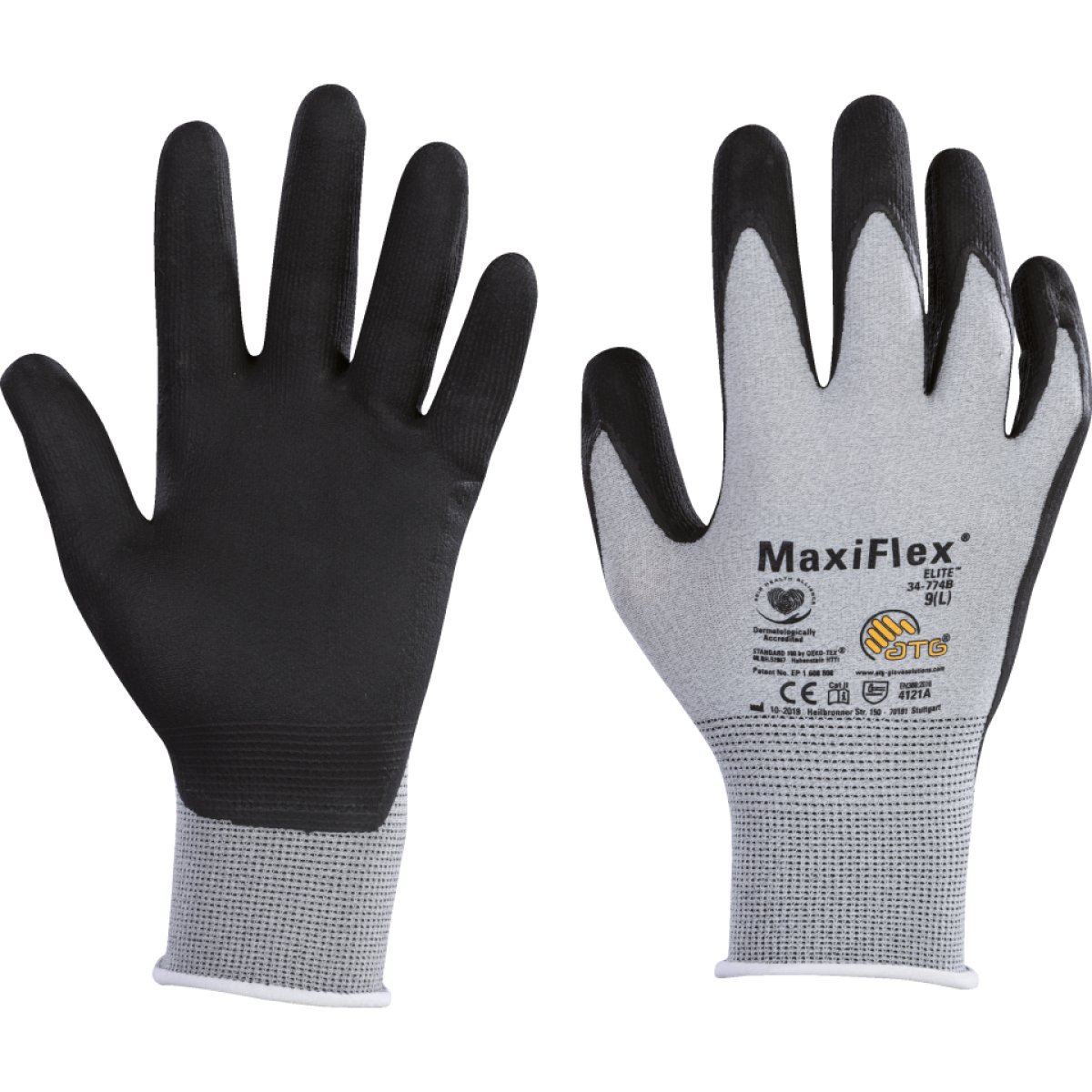 ATG ESD-Schutzhandschuh MaxiFlex Elite, Kat.II, Mischgewebe, 225mm, Größe 11, 1 Paar