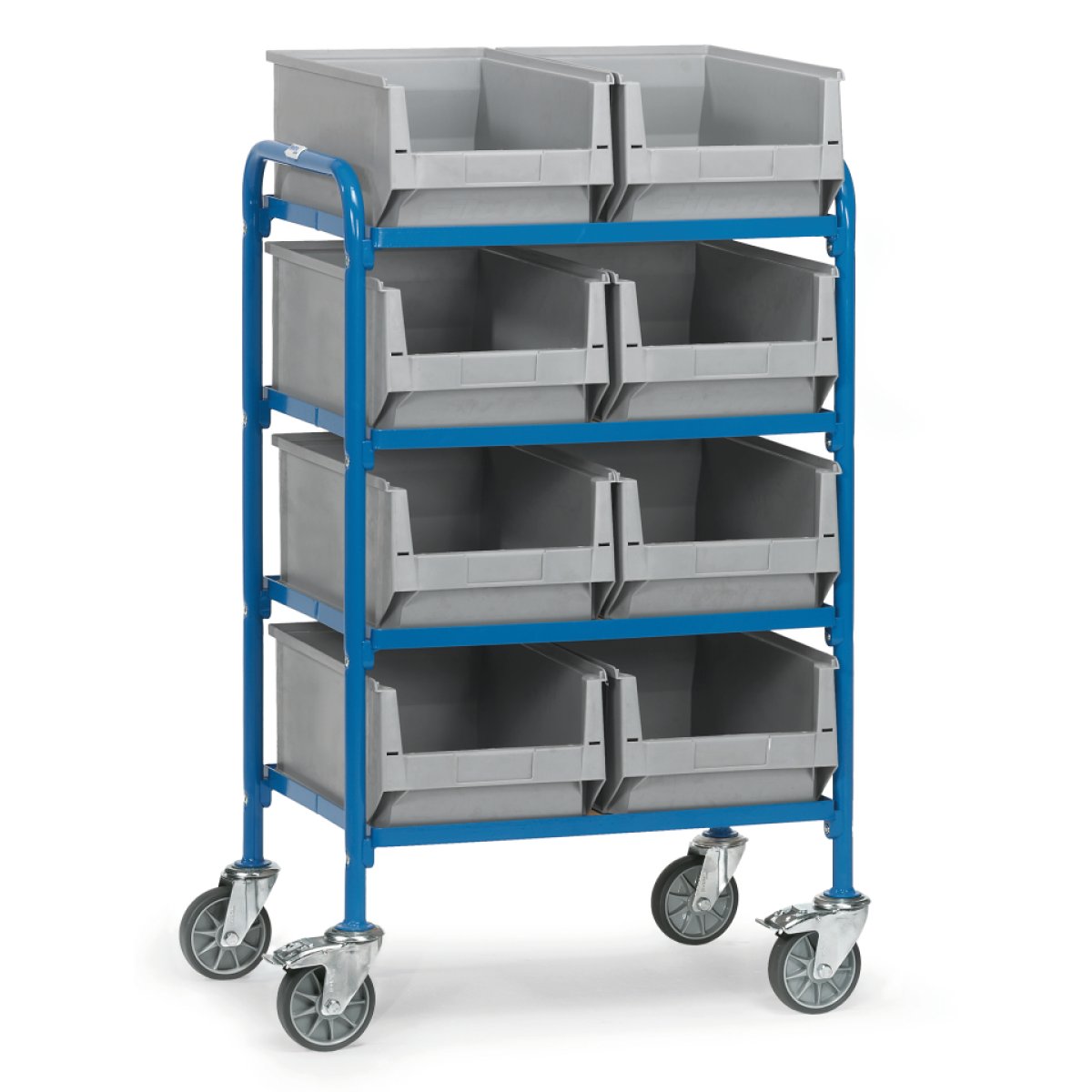 fetra® Beistellwagen,4 Böden/8 Kästen,Gesamttragkraft: 250kg,740x513x1250mm,39kg, 1 Stück